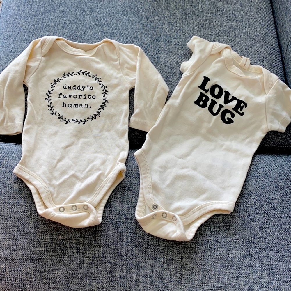 Two onesies Daddy’s favourite human and love bug